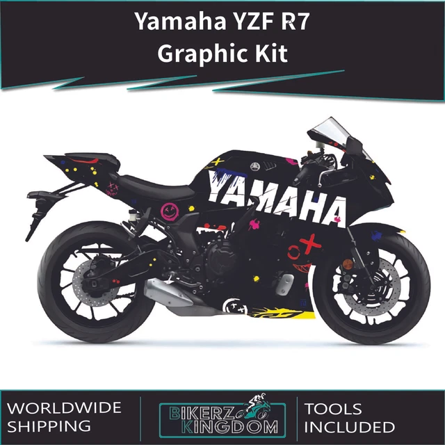 YAMAHA YZF R7 2021-2024 Graphics Kit Paint Splat Black Multi Design ...