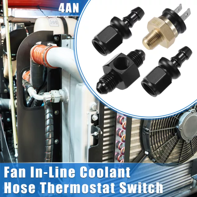 Fan Coolant Hose Thermostat Switch Kit 4AN 180'F on - 165'F Off for Car Auto