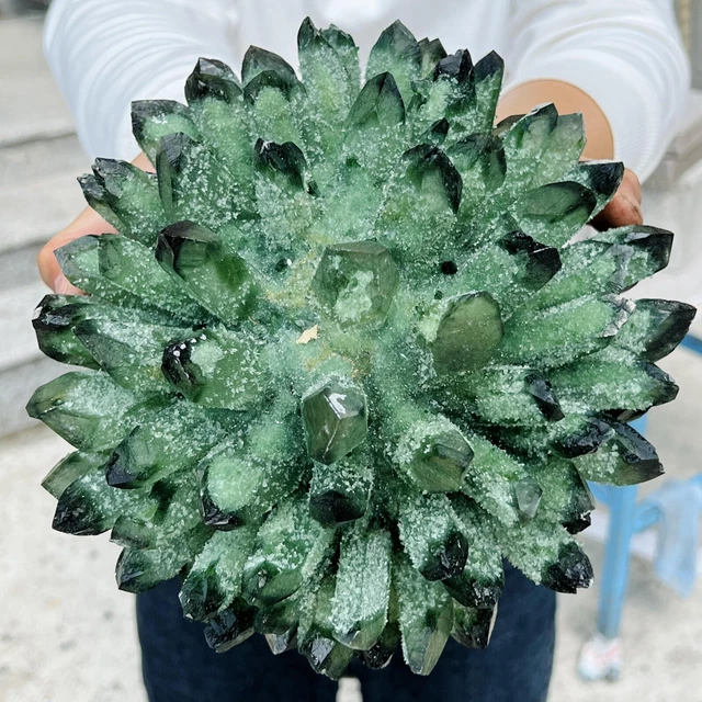 10.9LB New Find green Phantom Quartz Crystal Cluster Mineral Specimen Healing.