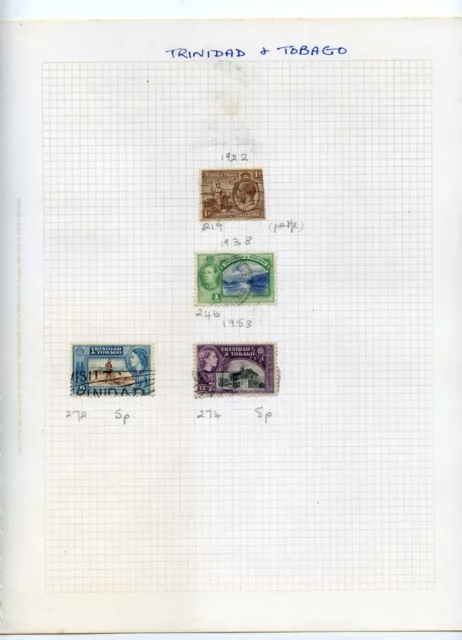 Trinidad & Tobago Stamp Collection.  1922 - 1953.  Lightly Hinged.  4 Stamps