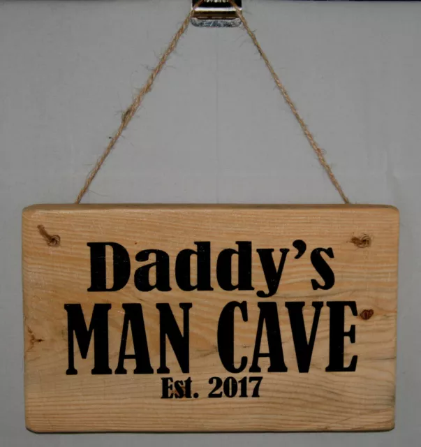 Shed Sign Daddy's MAN CAVE EST. 2024 Hanging Door Plaque Home Office Garage