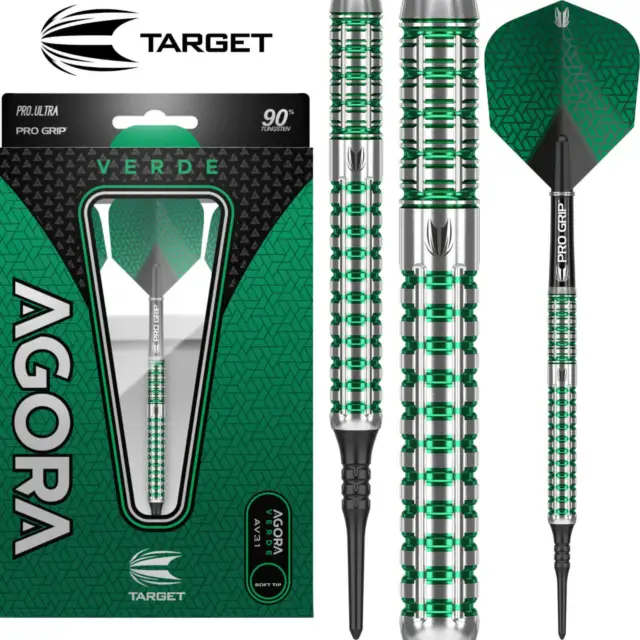 Target | Agora Verde AV31 Darts | 20g | Soft Tip | 90% Tungsten | Free Shipping