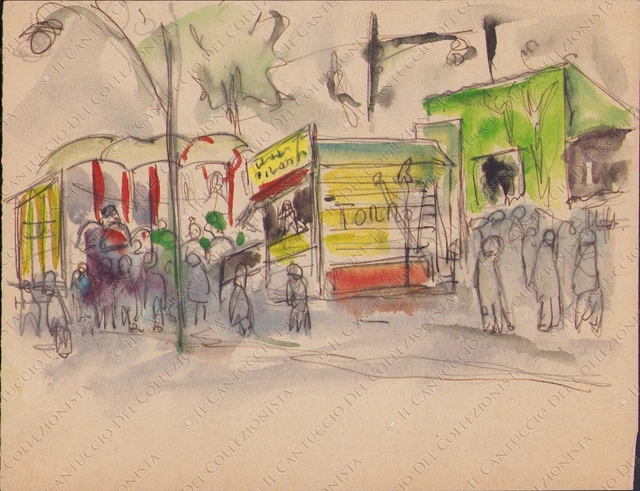 Disegno Parco Divertimenti biglietteria attrazioni Acquerello