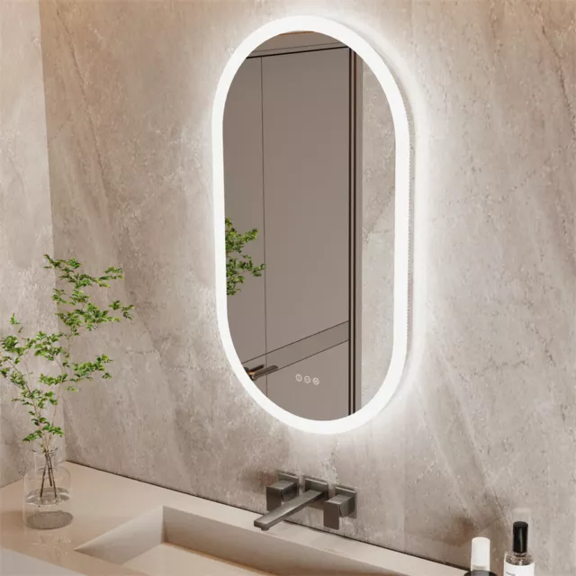 Oval Ultra Bright LED Bathroom Mirror Wall Mount Anti-Fog Dimmable Vanity Mirror