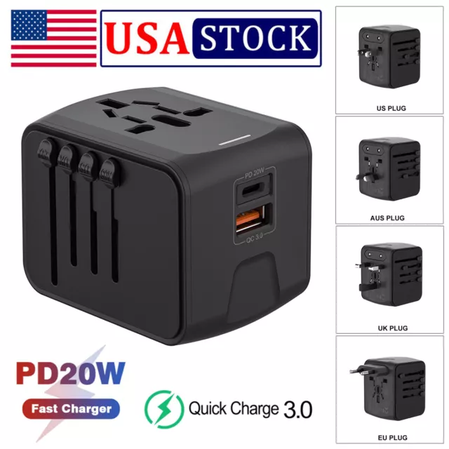 International Universal Travel Adapter USB Charge Ports Converter 4 Plug Charger