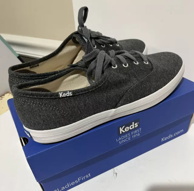 Keds Shoes Womens 9 W Champion Jersey Sneaker Gray Fabric Lace Up Casual NEW