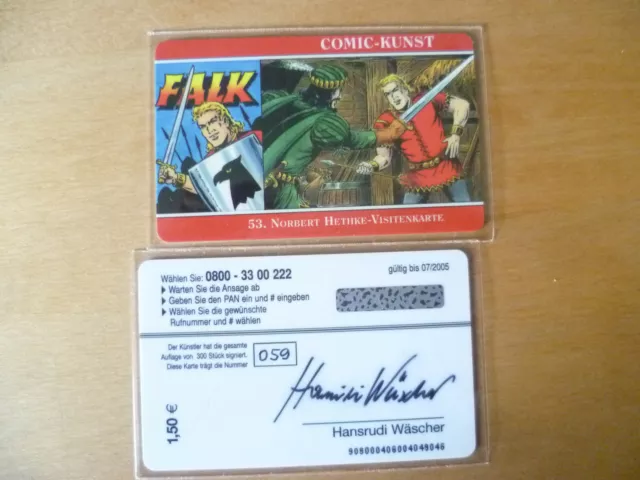 Telefonkarten Hethke Falk Comic Visitenkarte 53 signiert Auflage 300