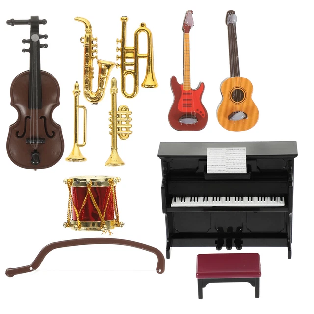 11 Stück Puppenhaus-Mini-Instrumente, winziges -Instrument, Spielzeug für