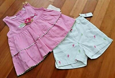 🐢🌺 Girl's 6 TURTLE Top & Shorts Set Tank Shirt Outfit Lot New NWT Pink Green
