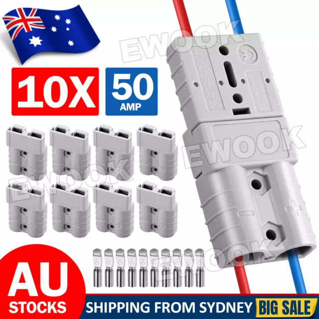 10X Anderson Style Plug Connectors 50 AMP 6AWG 12-24V DC Power Tool