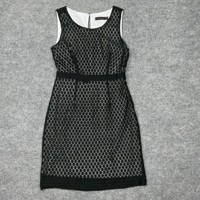 The Limited Dress Womens Size 6 Black White Knit Overlay Side Zip Button Back