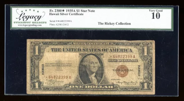 DBR 1935-A $1 Silver STAR Hawaii Fr. 2300* Legacy 10 Serial *64822399A
