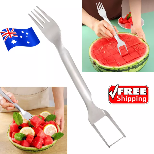 Multifunctional Watermelon Fork Slicer Cutter Stainless Steel Fruit Fork Tools