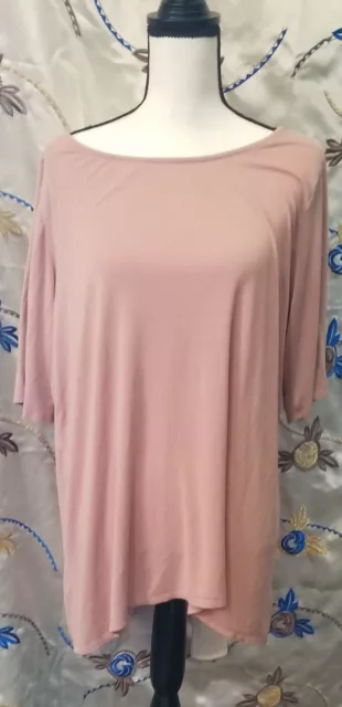 Womens Kim & Cami Pink Short Sleeve Top Size 3X Sheer Back