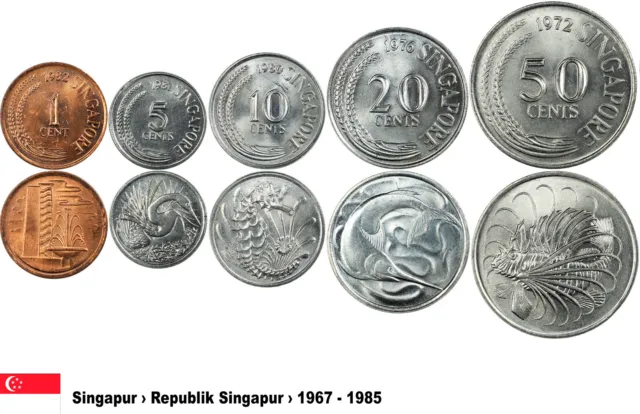 KMS Singapur  _1967 - 1985_ LOT (1 Cent - 50 Cents)