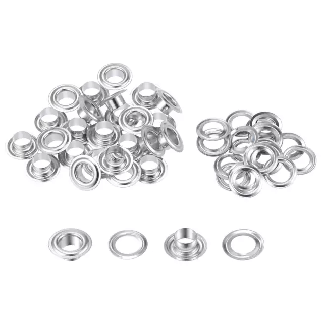 25Set 7,5mm Foro Rame Occhielli Argento Tono per Tessuto Pelle Tenda