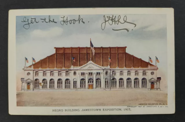 1907 antique NEGRO BUILDING JAMESTOWN EXPOSITION va POSTCARD official souvenir