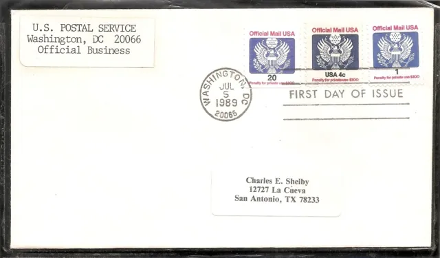 US SC # O143 Official Mail USA FDC. No Cachet.