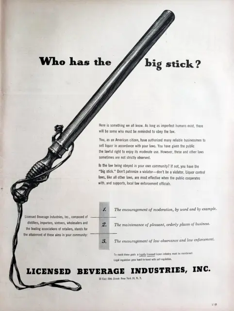 Liquor Board LBI LBC 1948 Vintage Print Ad Ephemera Art Decor Big Stick