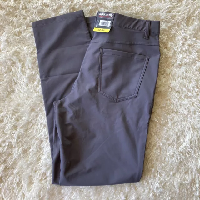 New Mens KIRKLAND SIGNATURE 5 Pocket Performance Gray Pants 32 W 34 L 32x34 NWT