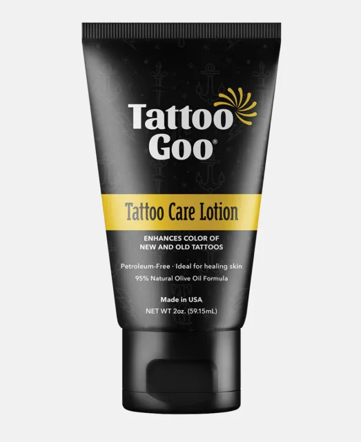 TATTOO GOO Lotion Aftercare Natural Enhances New Tattoo Color Healing Skin 2 oz