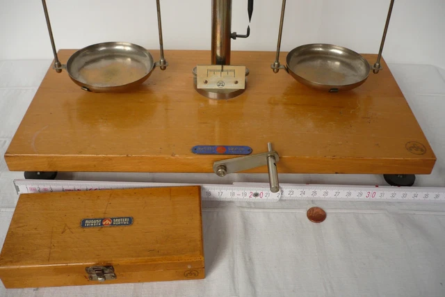 Alte Feinwaage + Gewichtssatz 2mg - 50g, August Sauter, Ebingen 2