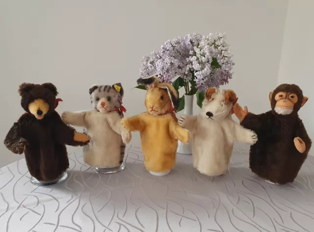 Steiff Handpuppen Sammlung, 5 Tiere, Raritäten, Originale, TOP-Zustand