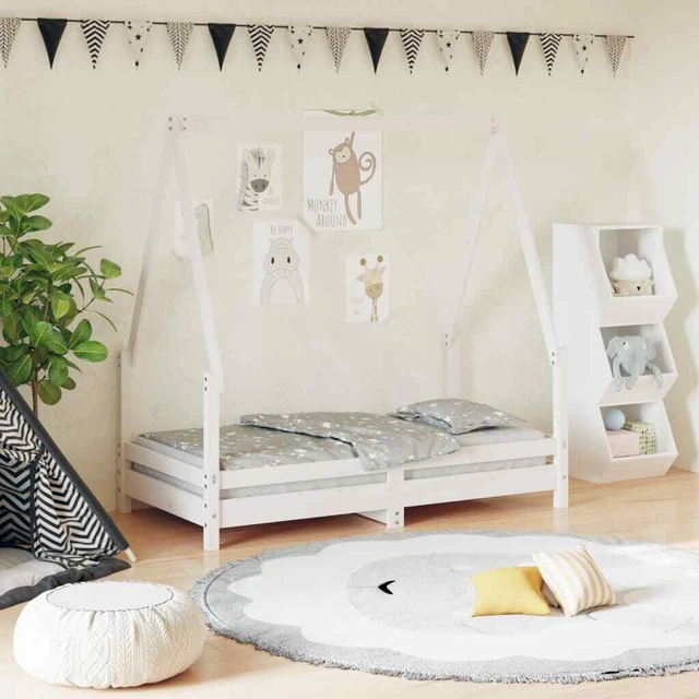 Giroletto per Bambini Bianco 70x140cm in Legno Massello di Pino vidaXL
