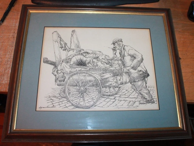 Artist Seymour Rosenthal Pencil Signed Lithograph Junk Vendor
