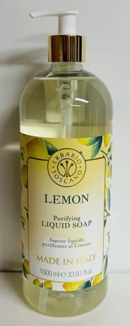 Jabón Líquido Purificador De Limón Erbario Toscano Jumbo Tamaño 33,8 Oz Hecho En Italia