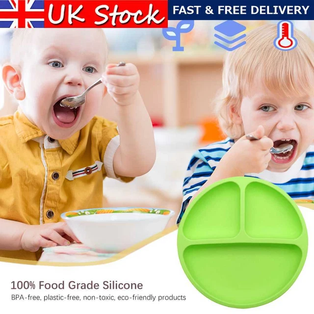 Cute Baby Infant Dining Plate Non Slip Training Sucker Dishes Tableware (Green)