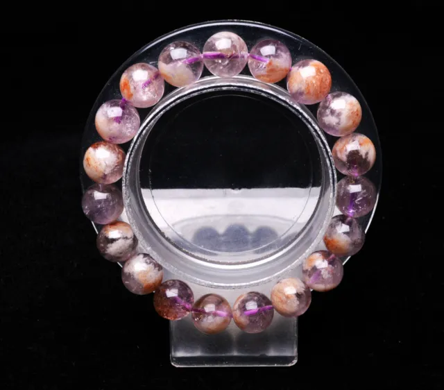 10.5mm Natural Purple Phantom Ghost Garden Quartz Crystal Beads Bracelet AAA