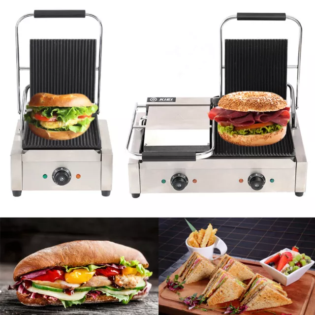 Commercial Electric Panini Press Sandwich Toastie Maker Grill Griddle Breakfast