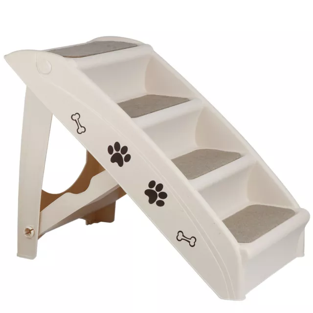 Pet Stairs Foldable Dog Ladder for High Bed w/ Support Frame 4 Non-slip Steps