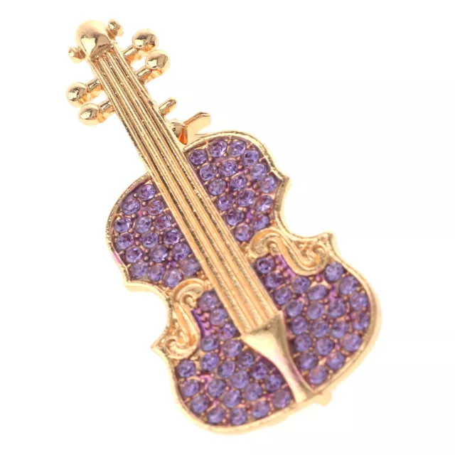 Gold Tone Metal Crystal Violin Brooch P1510-LVT