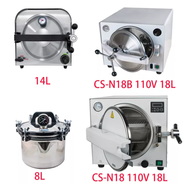 Dental Autoclave Steam Sterilizer 8/14/18L Medical Sterilization Lab System CE