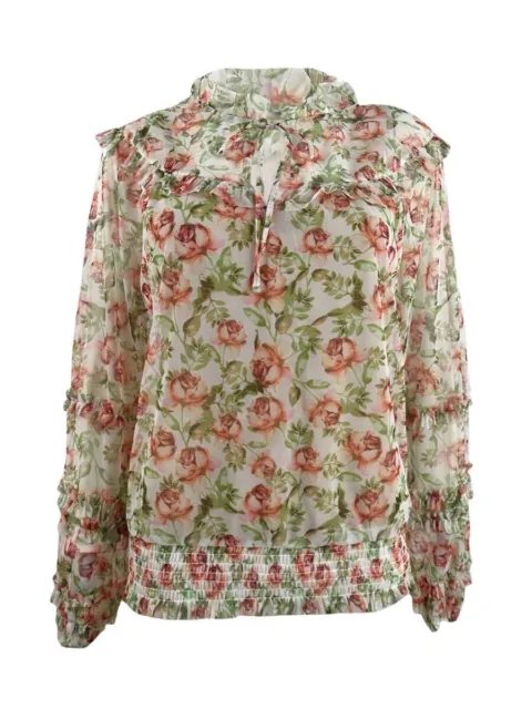 INC International Concepts Women's Printed Peasant Blouse (M, Margarate Floral)