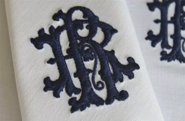 Embroidered Personalised Monogram Linen Napkin Serviette All Initials & Colours