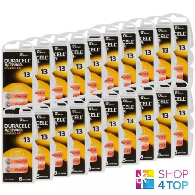 120 Duracell Activair Hearing Aid Batteries Size 13 Zinc Air 1.45V Mercury Free