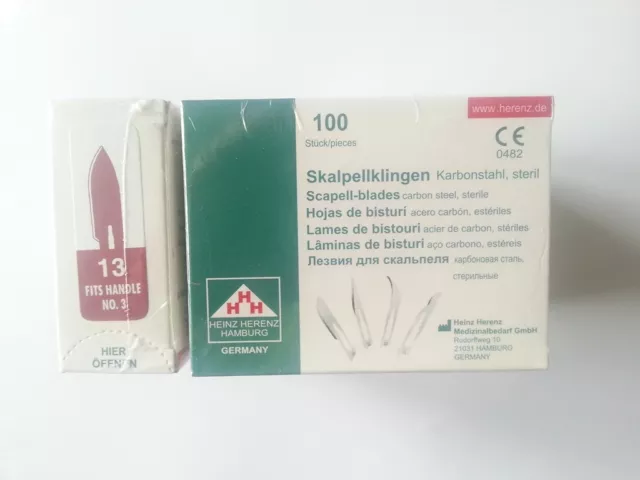 100St. Skalpellklingen, Nr.13, steril Skalpell Klingen, Scalpel blades No.13