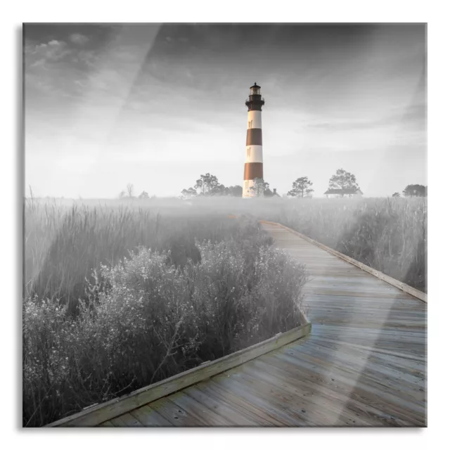 Superbe Phare avec Passerelle Photo Carré En Verre Véritable, avec Support Mural