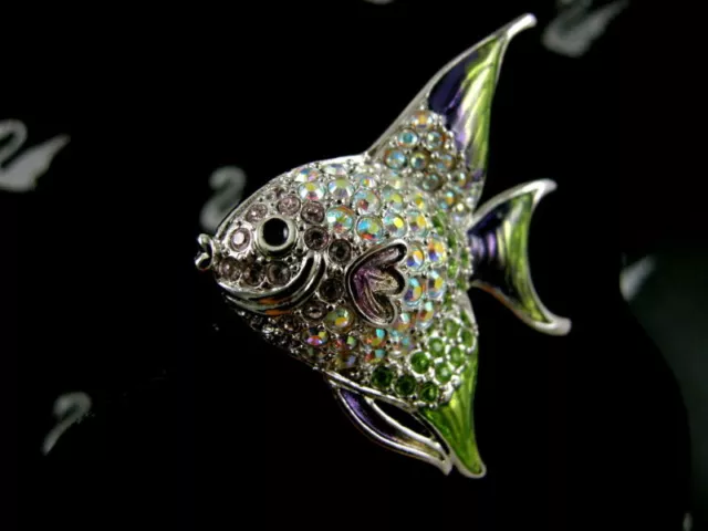 Signed Swarovski Fish Pin /Brooch Retired Rare New