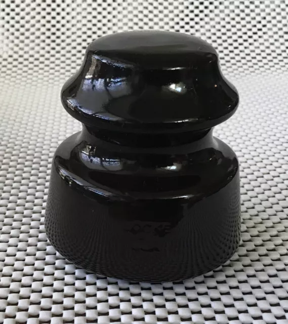 Vintage Dark Brown Glaze Porcelain Insulator ~ Locke Usa ~ Marked ~ 3.5" ~ Nice