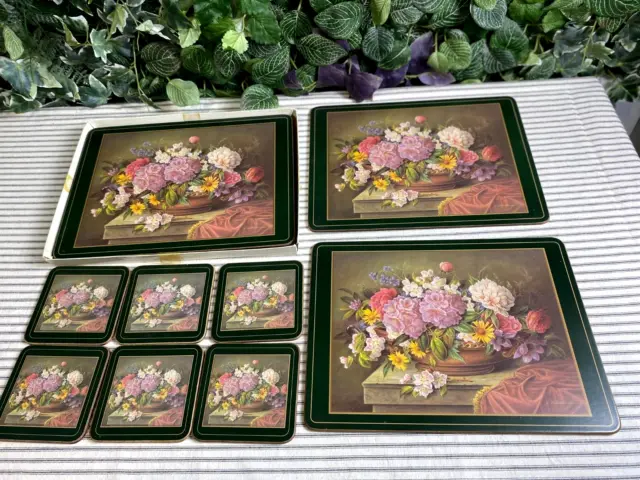 6x Tablemats Vintage Floral Pattern x6 Coasters