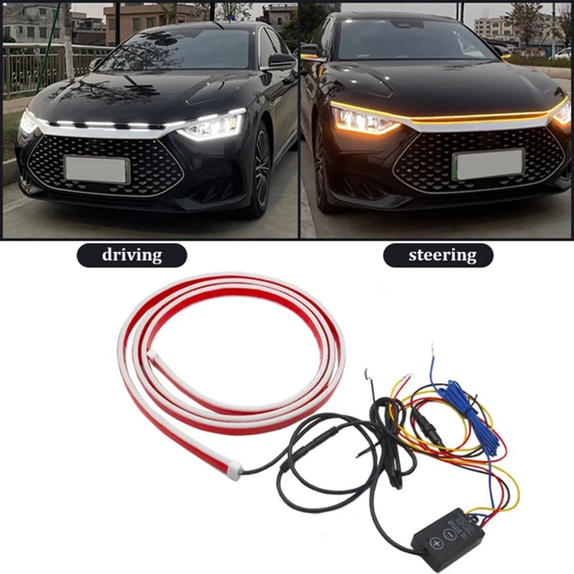1x 5W Dynamic LED DRL Auto Cappuccio Luce Striscia Diurne Luce 1.2M/1.5M