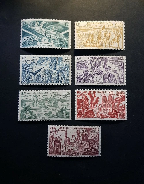 France Timbre Colonie Inde Poste Aérienne Pa N°10/16 Neuf ** Luxe Mnh 1946
