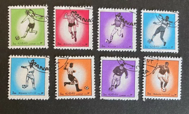 B690 Briefmarken Ajman Fußball gestempelt gelaufen 8 Marken Michel Nr. 1196 usw.