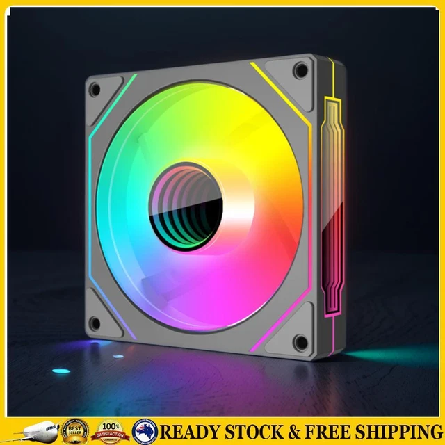 TZMRIT Ventola PC RGB 140mm Reverse Flow - Effetto Specchio Infinity, ARGB 5V 3-PIN E PWM 4-PIN, Bianco - 4