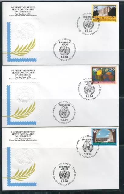 UN SC # Geneva 255-257 Definite Series  FDC . UNPA