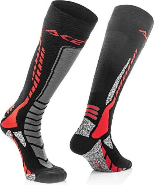 (TG. Large/X-Large) Acerbis Calze motocross MX Pro nero/rosso - NUOVO